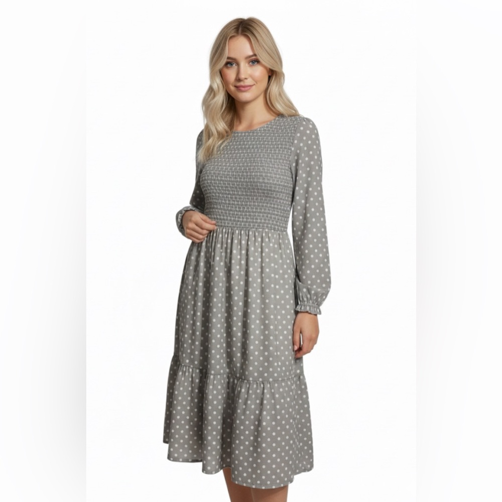 The Grace Midi Dress For The Jilly Box Birch Dot Mad About Style Grey Small Cute